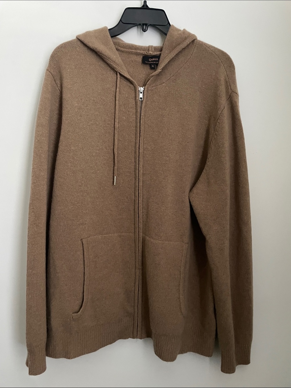 Quince Mongolian Cashmere Full-Zip Hoodie Sweater Tan Women’s size XL